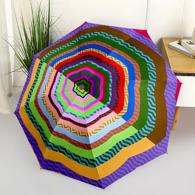 1pc Colorful Concentric Circles Pattern Automatic Folding Umbrella - Portable Collapsible Design, 8-Rib Iron Frame, Durable Fabric yy251125165
1pc Colorful Concentric Circles Pattern Automatic Folding Umbrella - Portable Collapsible Design, 8-Rib Iron Frame, Durable Fabric yy251125165