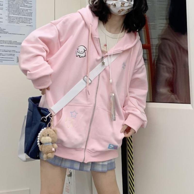 Harajuku Kawaii, розовая весенне-осенняя толстовка на молнии, женская толстовка в японском стиле, милая мультяшная бежевая куртка с капюшоном, большие корейские девичьи толстовки XS розовый
Harajuku Kawaii, розовая весенне-осенняя толстовка на молнии, женская толстовка в японском стиле, милая мультяшная бежевая куртка с капюшоном, большие корейские девичьи толстовки XS розовый