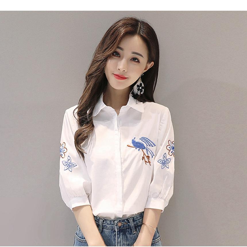 Embroidered Summer Five-point Sleeve Shirt Literary Women Temperament Lapel Casual Tops XS белый
Embroidered Summer Five-point Sleeve Shirt Literary Women Temperament Lapel Casual Tops XS белый