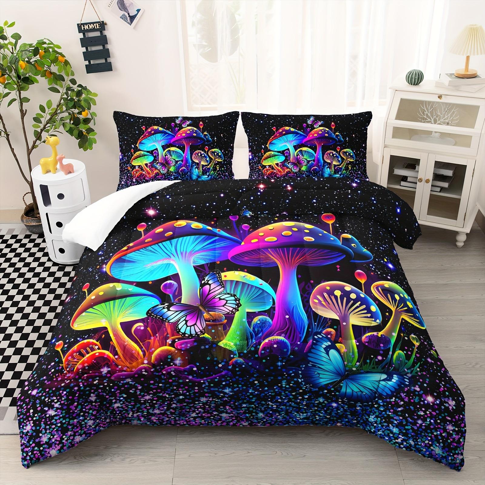 Mushroom Comforter Set Colorful Sparkle Natural Wild Fungus Bedding Set Botanical Plants Duvet Set Butterfly Comforter 90X200cm
Mushroom Comforter Set Colorful Sparkle Natural Wild Fungus Bedding Set Botanical Plants Duvet Set Butterfly Comforter 90X200cm