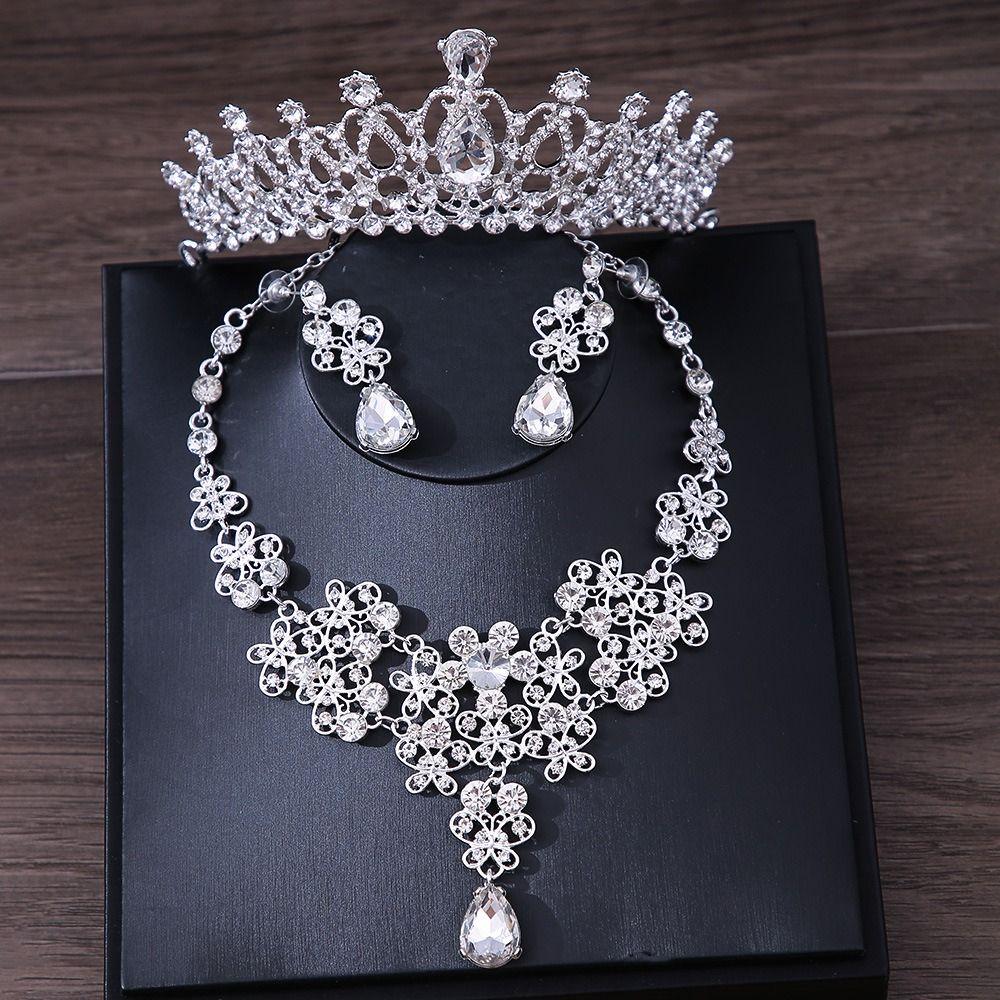 Zinc Zinc Alloy Women Necklace Earrings Set Crown Jewelry Set Korean Style Jewelry Bridal Wedding Jewelry Set B
Zinc Zinc Alloy Women Necklace Earrings Set Crown Jewelry Set Korean Style Jewelry Bridal Wedding Jewelry Set B