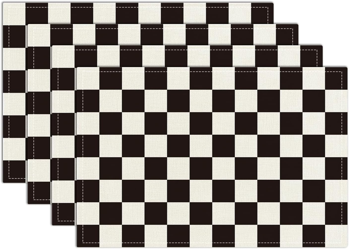 4PCS Black and White Checkerboard Placemats, Wipeable Washable Heat-Resistant Linen Fabric Table Place Mats, Non-Slip Placemat for Kitchen Table Party 4Pcs
4PCS Black and White Checkerboard Placemats, Wipeable Washable Heat-Resistant Linen Fabric Table Place Mats, Non-Slip Placemat for Kitchen Table Party 4Pcs