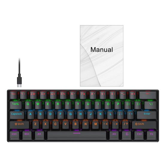 Проводная механическая клавиатура 61 клавиша Компактный дизайн Легкая портативная механическая клавиатура для ПК Компьютерные аксессуары чёрный
Проводная механическая клавиатура 61 клавиша Компактный дизайн Легкая портативная механическая клавиатура для ПК Компьютерные аксессуары чёрный