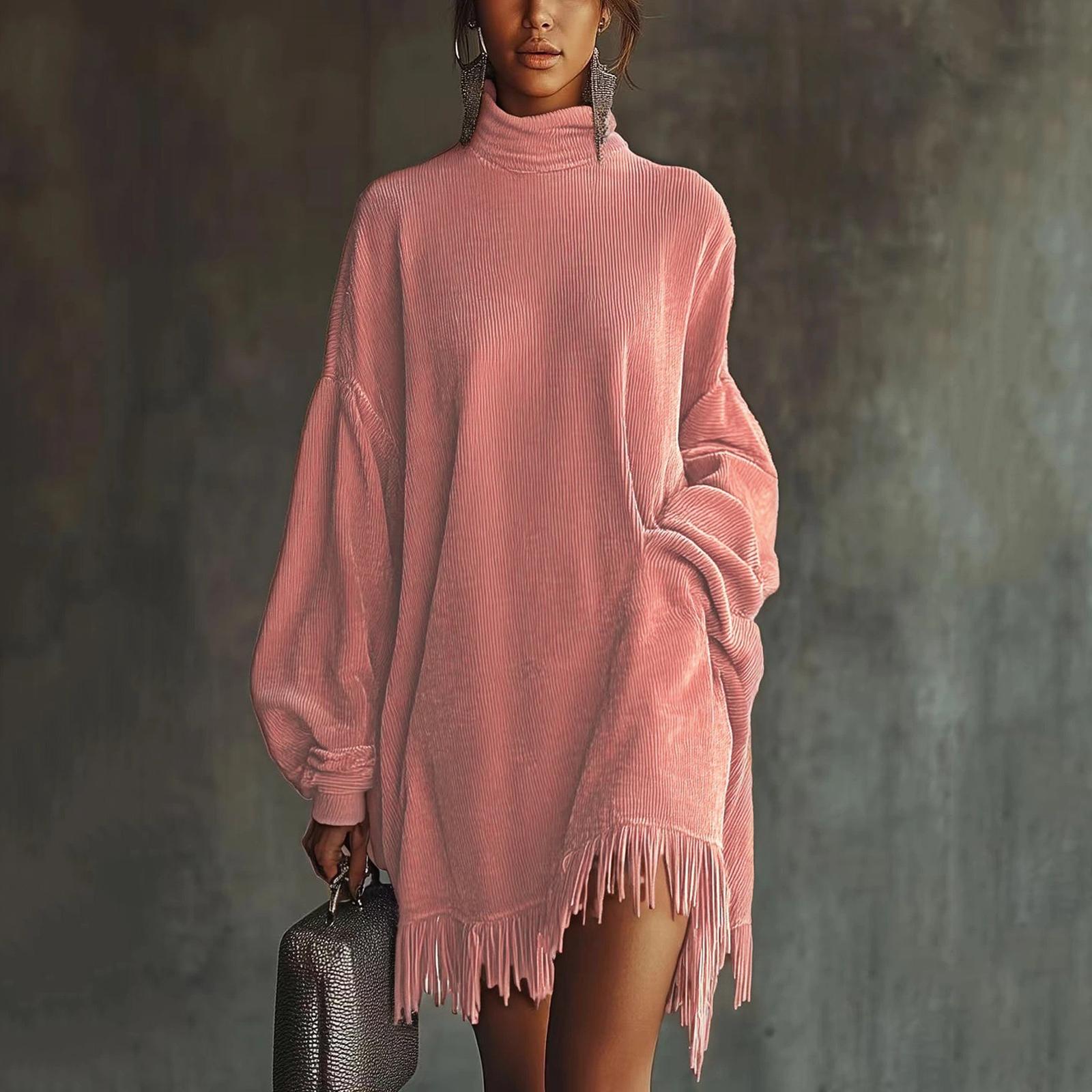 Women s Turtleneck Fringe Minied Dress, Ribbed Corduroy Dress, Casual Loose Solid Color Pocket Dress M
Women s Turtleneck Fringe Minied Dress, Ribbed Corduroy Dress, Casual Loose Solid Color Pocket Dress M