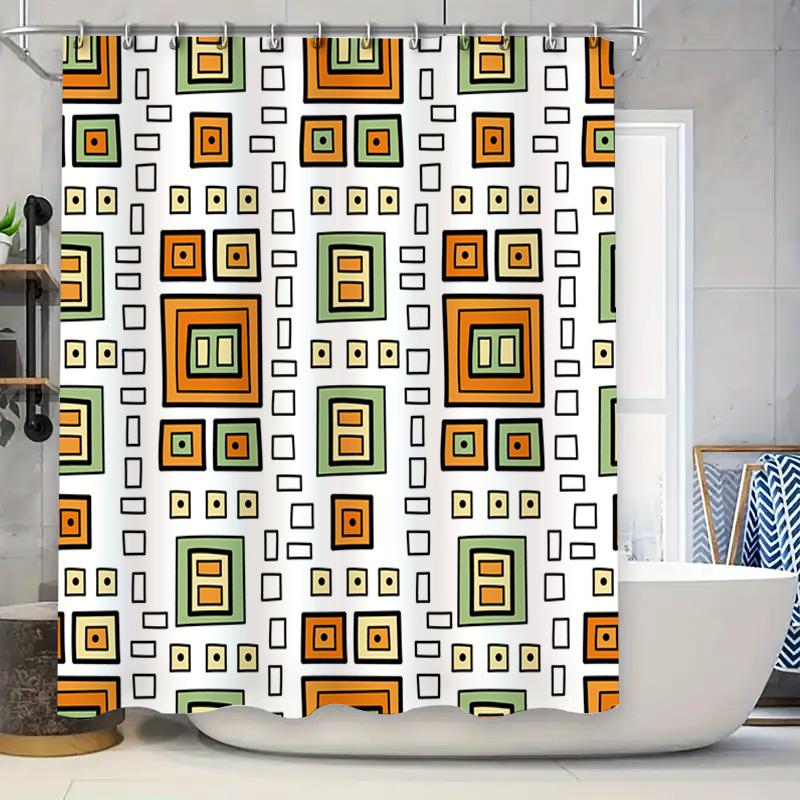 Modern Bathroom Decor Shower Curtain With Orange Square Pattern Waterproof Fabric For Home Bathroom Accessories In White W60H190(CM)-1 Pcs
Modern Bathroom Decor Shower Curtain With Orange Square Pattern Waterproof Fabric For Home Bathroom Accessories In White W60H190(CM)-1 Pcs