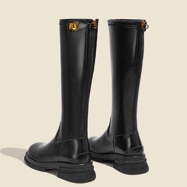 Cowhide version~ Leather thick-soled gold lock high boots women s autumn and winter velvet retro knight boots long boots thin boots 34
Cowhide version~ Leather thick-soled gold lock high boots women s autumn and winter velvet retro knight boots long boots thin boots 34