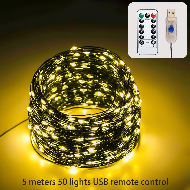 Christmas Tree Light String 5 Meters 10 Meters 20 Meters Dark Green Copper Wire Warm White Lights USB Charging Remote Control
Christmas Tree Light String 5 Meters 10 Meters 20 Meters Dark Green Copper Wire Warm White Lights USB Charging Remote Control