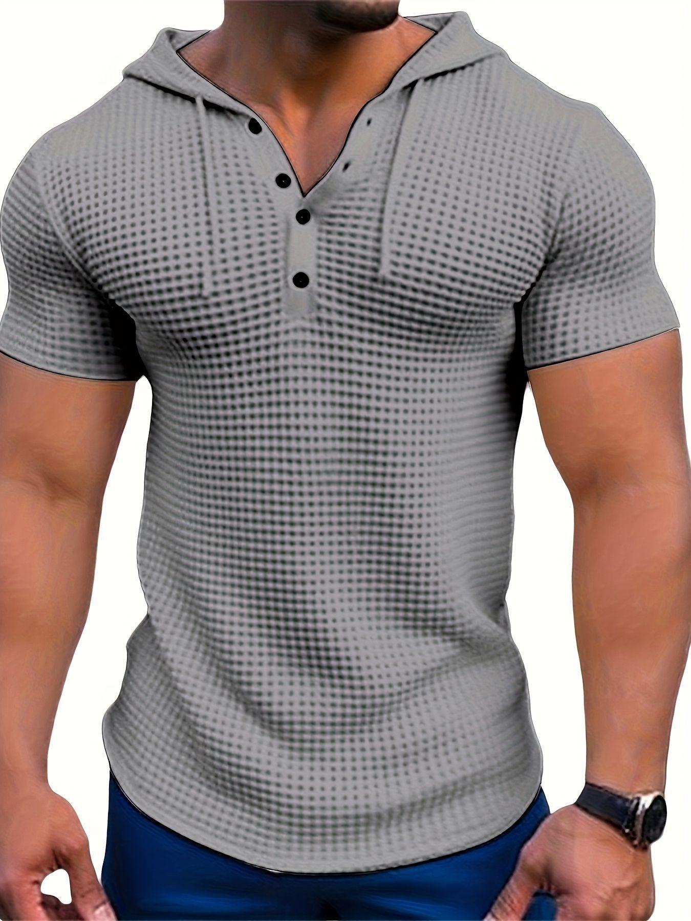 Simple Solid Color Men s Waffle Beach Slim Fit Short Sleeved Pull-up Hooded T-shirt S серый
Simple Solid Color Men s Waffle Beach Slim Fit Short Sleeved Pull-up Hooded T-shirt S серый