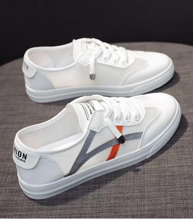 Белая обувь для женщин летняя сетчатая повседневная обувь полая дышащая сетчатая обувь плоские кроссовки тонкая корейская версия универсальная 39 синий