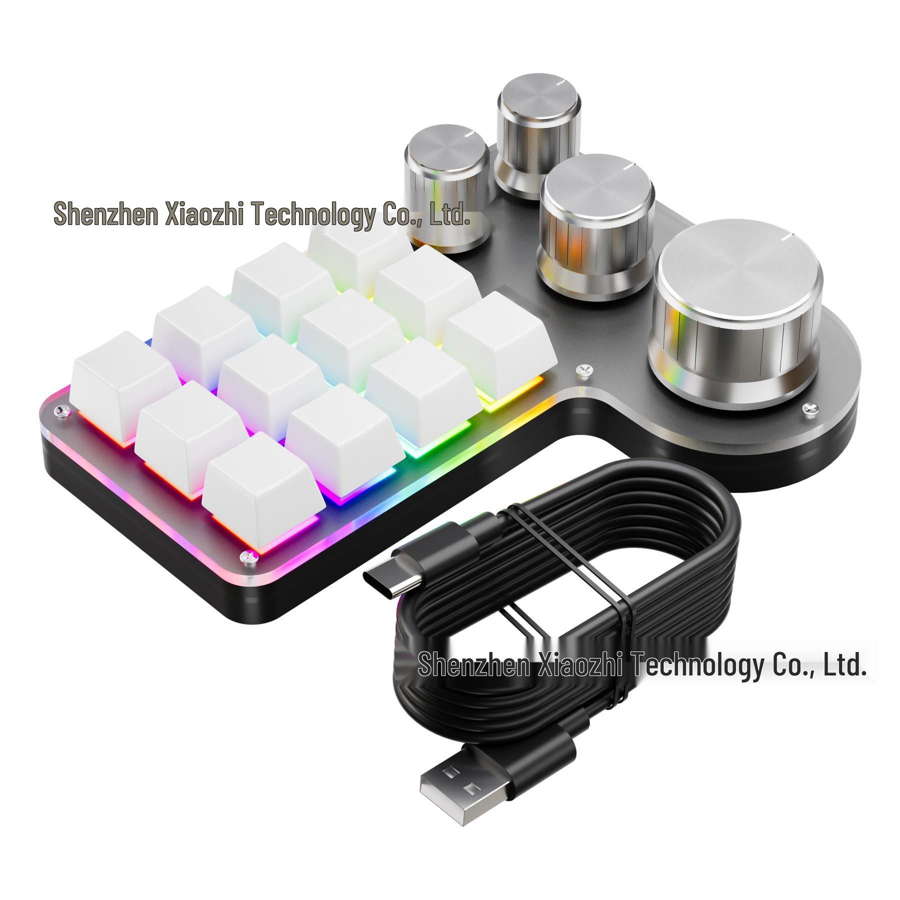 Customizable Bluetooth/Wired Mini Gaming Keyboard: 3 Modes, 12 Keys, 4 Knobs, Hot-Swappable
Customizable Bluetooth/Wired Mini Gaming Keyboard: 3 Modes, 12 Keys, 4 Knobs, Hot-Swappable