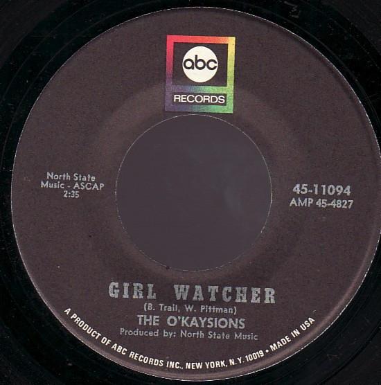 7inch Record OKAYSIONS Girl Watcher 4511094 ABC Records 1968 US SoulFunk Used
7inch Record OKAYSIONS Girl Watcher 4511094 ABC Records 1968 US SoulFunk Used