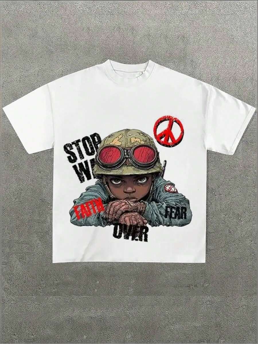 Vintage AntiWar STOP WAR Peace Sign Graphic TeeCasual PrintComfortable And VersatilePure Cotton S
Vintage AntiWar STOP WAR Peace Sign Graphic TeeCasual PrintComfortable And VersatilePure Cotton S