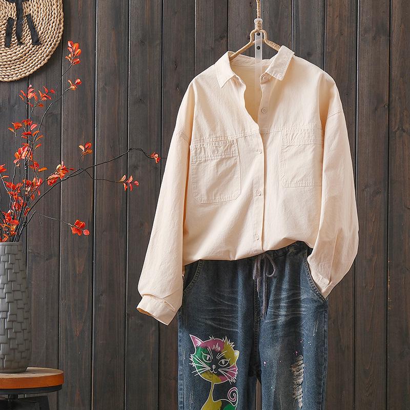 Women s Casual Korean Cotton Shirt Jacket – Lapel, Versatile, Loose Fit, Slimming, Artistic, Spring Style L
Women s Casual Korean Cotton Shirt Jacket – Lapel, Versatile, Loose Fit, Slimming, Artistic, Spring Style L