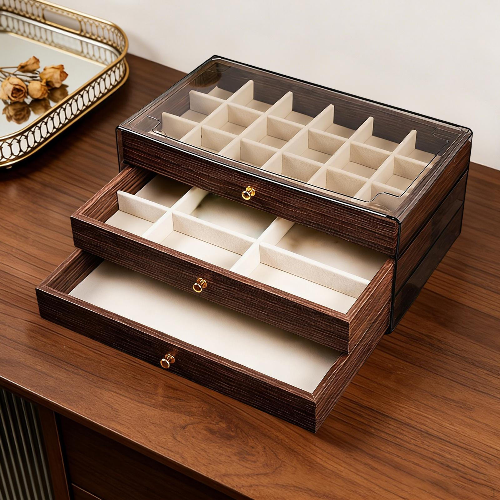 Box, Versatile in Its Use, with Soft Lining And Compartments, Including A Tray for Necklaces, Rings Style A
Box, Versatile in Its Use, with Soft Lining And Compartments, Including A Tray for Necklaces, Rings Style A