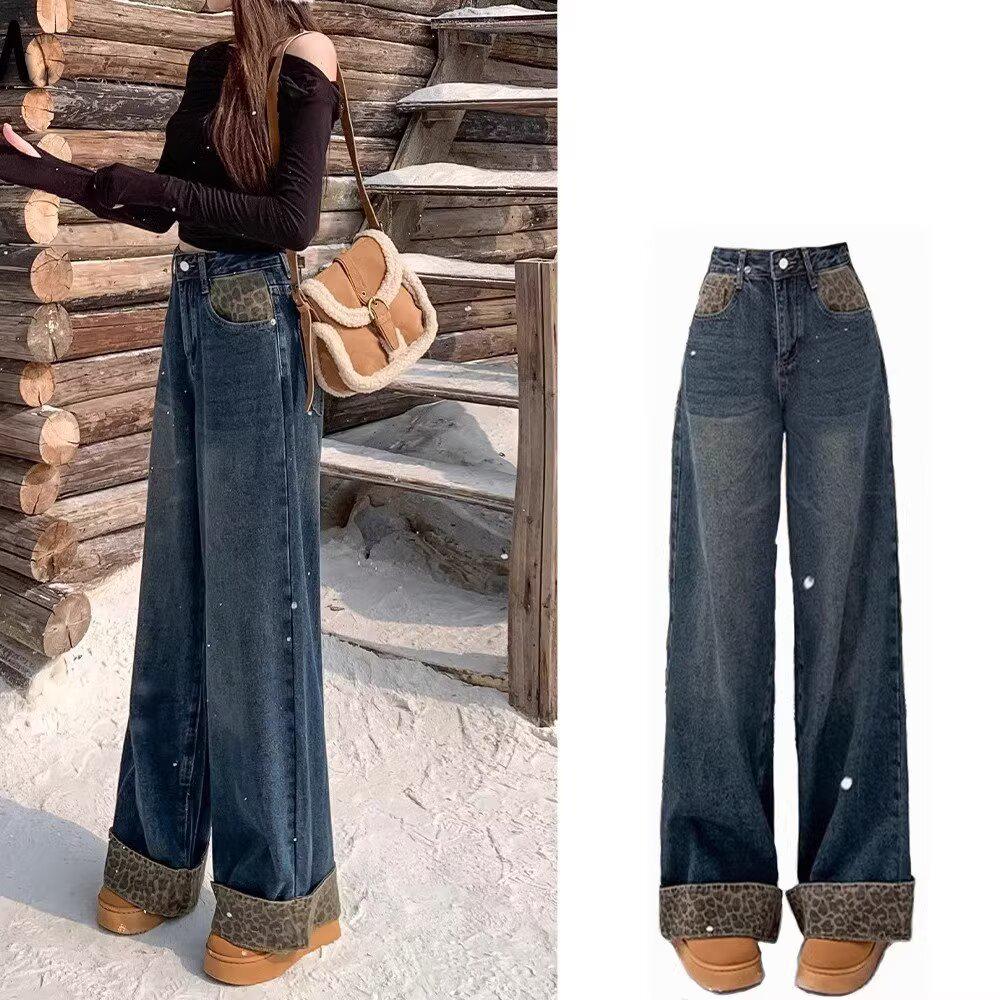 Women s New Retro Leopard Print Patchwork Wide-Leg Denim Jeans L: Height 155-165CM (54.5-60 kg)
Women s New Retro Leopard Print Patchwork Wide-Leg Denim Jeans L: Height 155-165CM (54.5-60 kg)