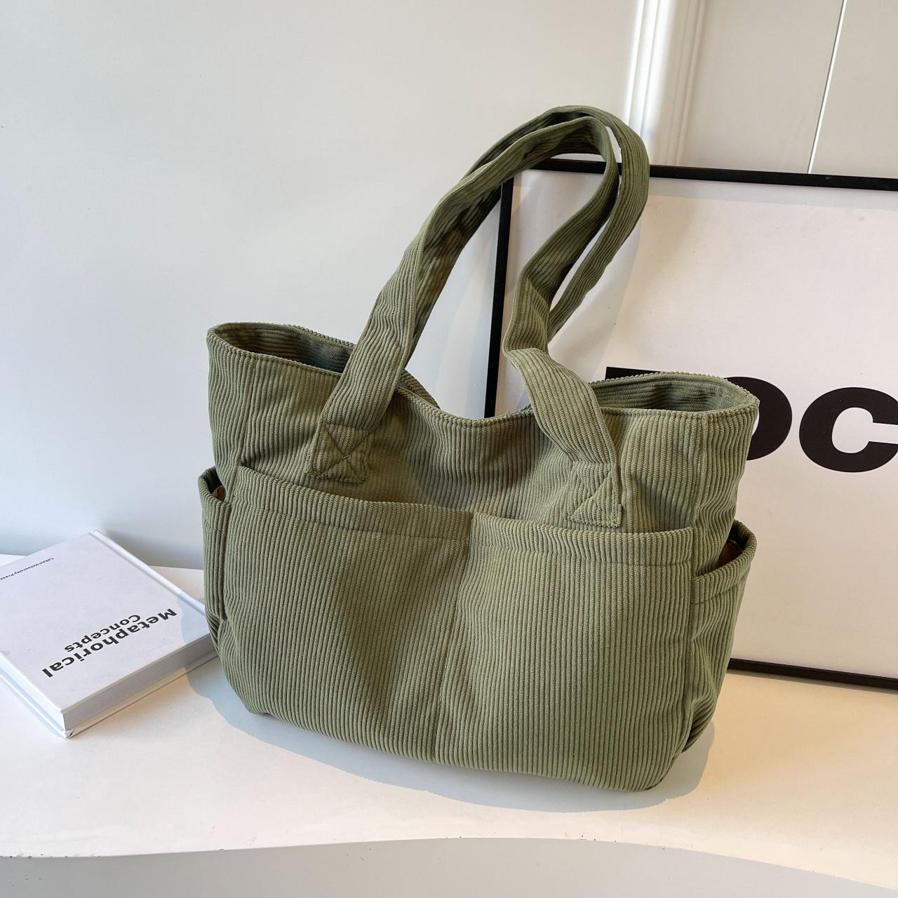 Вместительная вельветовая парусиновая сумка-тоут и сумка через плечо для женщин - Универсальная, модная, высококлассная сумка на плечо для поездок на работу зелёный
Вместительная вельветовая парусиновая сумка-тоут и сумка через плечо для женщин - Универсальная, модная, высококлассная сумка на плечо для поездок на работу зелёный