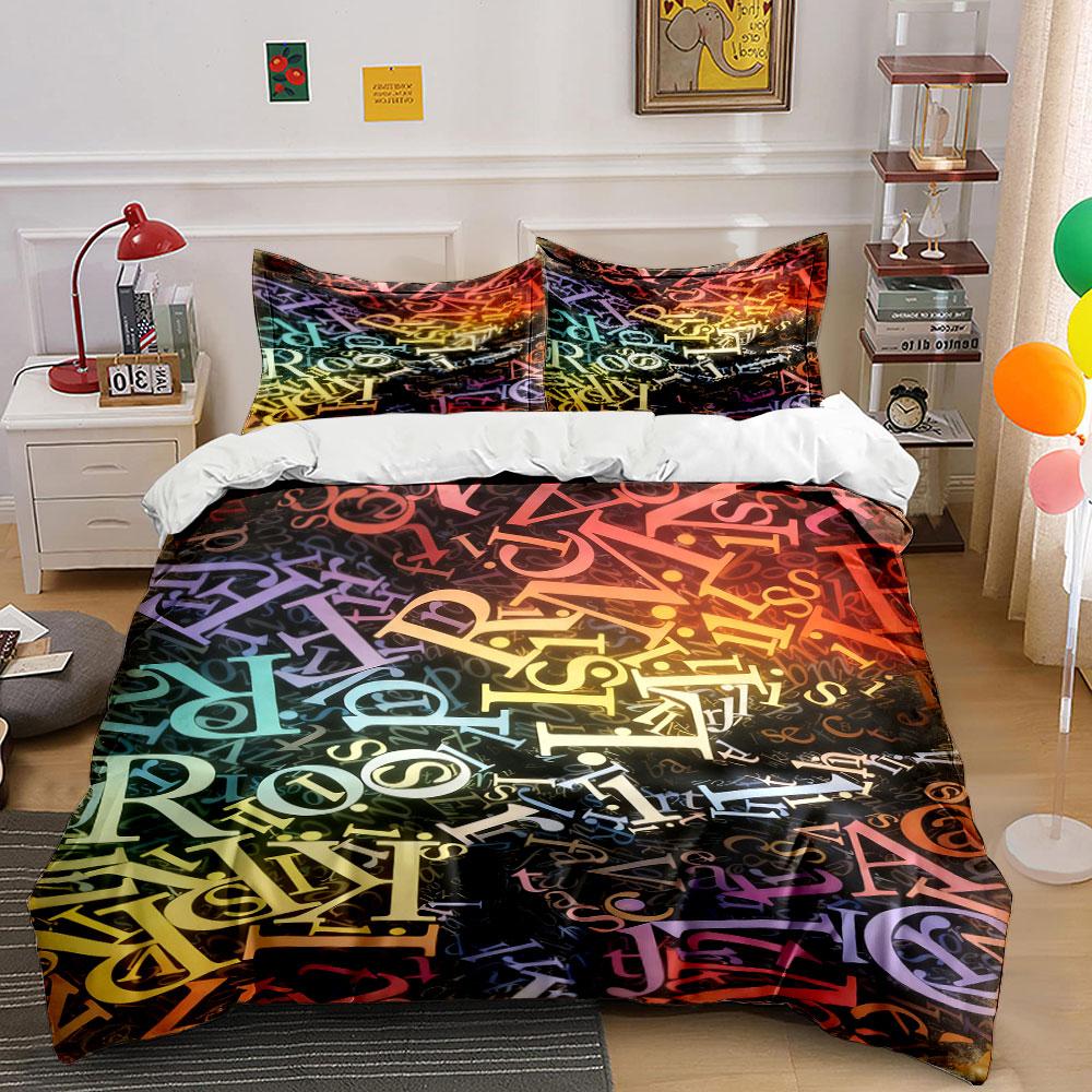 Colorful gradient alphabet letters. Bedding sets Duvet cover sets Duvet covers Pillowcases(1 * Duvet Cover 2 * Pillowcases, without duvet insert) 135x200cm
Colorful gradient alphabet letters. Bedding sets Duvet cover sets Duvet covers Pillowcases(1 * Duvet Cover 2 * Pillowcases, without duvet insert) 135x200cm