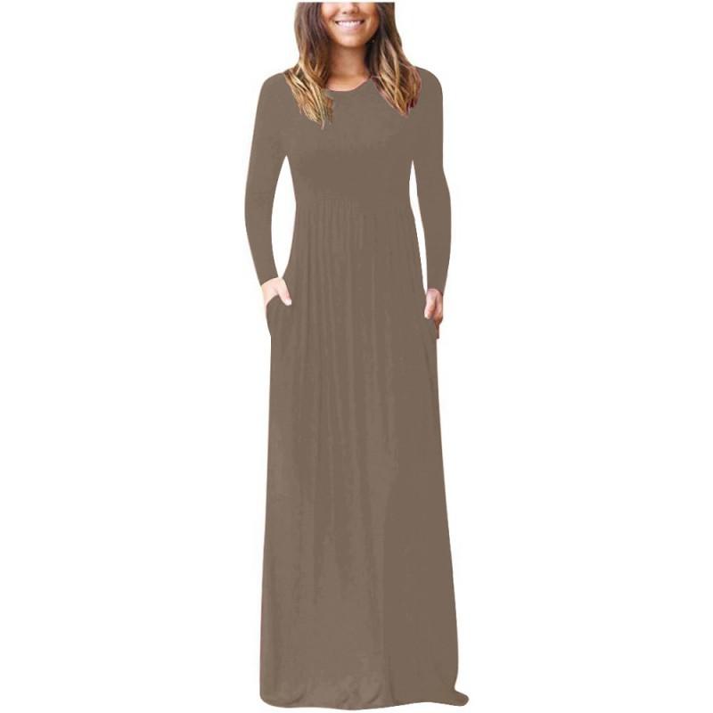 Round Collar Long Sleeves Solid Color Pocket Dress Floor L хакі
Round Collar Long Sleeves Solid Color Pocket Dress Floor L хакі
