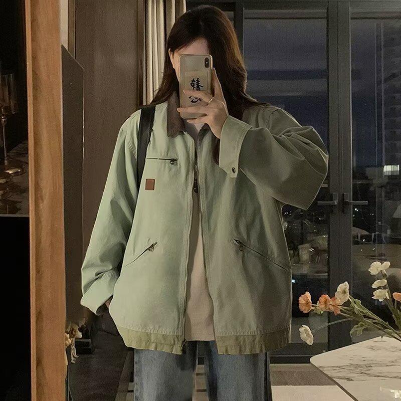 Unisex Mint Green Retro Detroit Jacket - Spring/Autumn Distressed Lapel Zipper Outerwear L м ята зелений колір
Unisex Mint Green Retro Detroit Jacket - Spring/Autumn Distressed Lapel Zipper Outerwear L м ята зелений колір