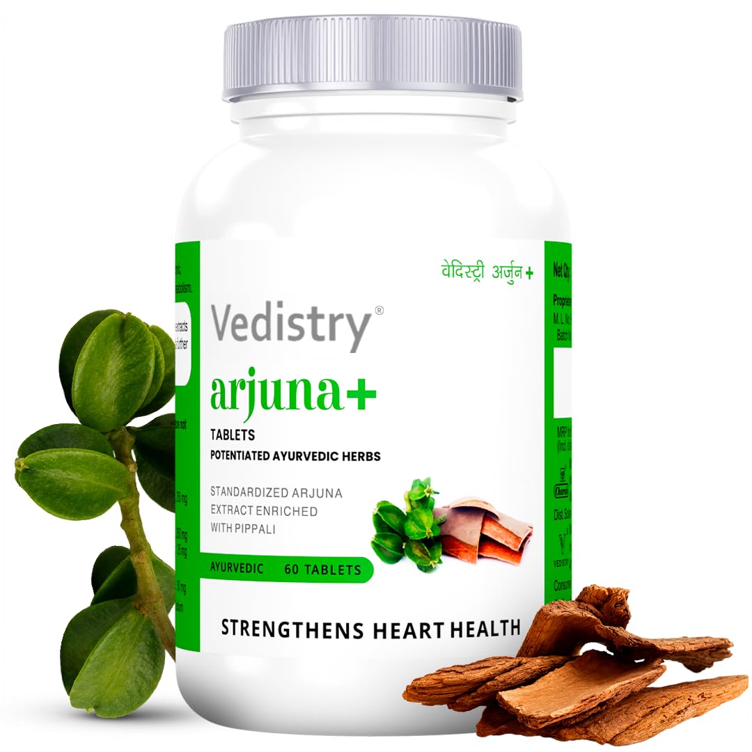 Vedistry Arjuna+ Tablets 60 Count Pack of 1 Ayurvedic Supplement for Heart Health and Circulation Support
Vedistry Arjuna+ Tablets 60 Count Pack of 1 Ayurvedic Supplement for Heart Health and Circulation Support