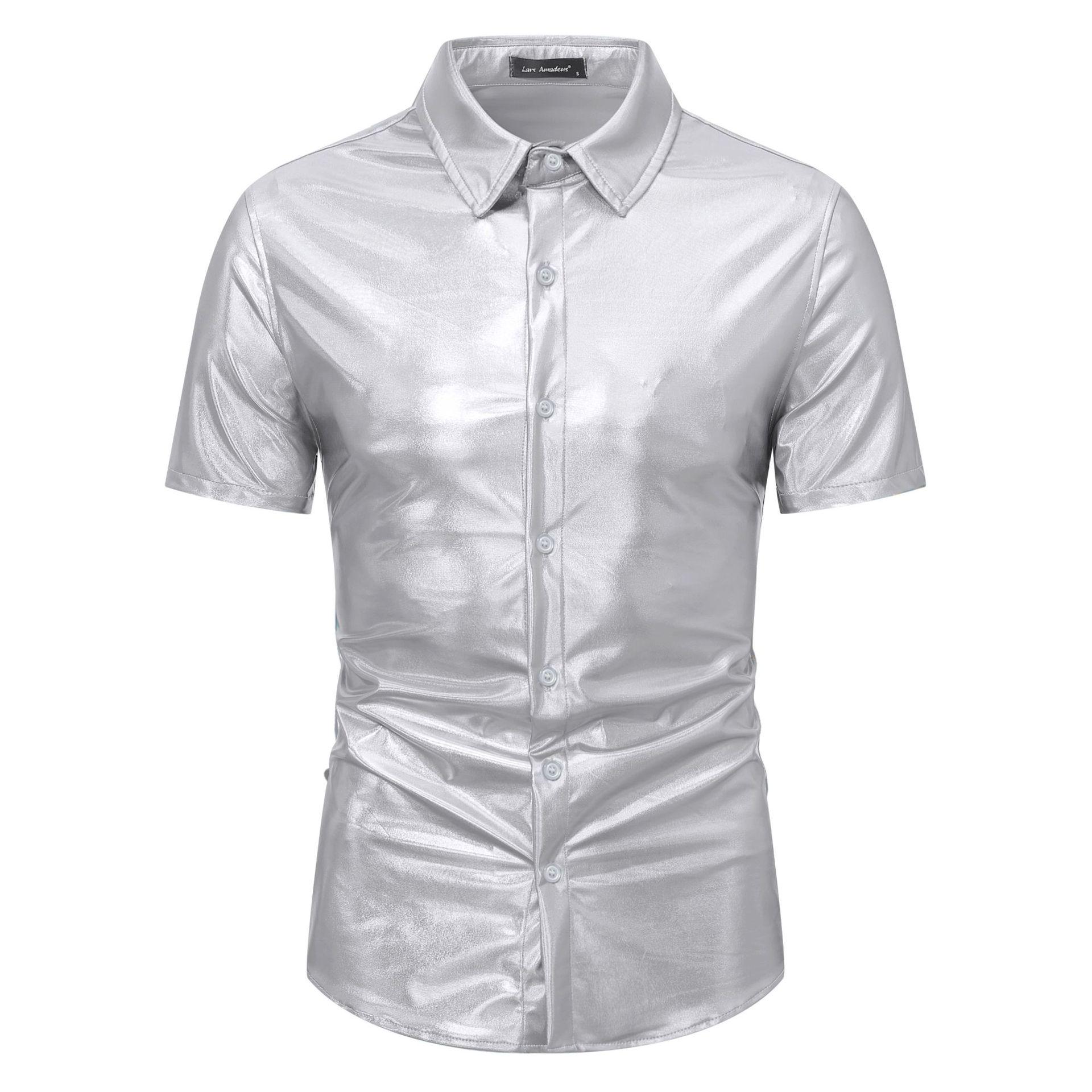Men s Summer Shiny Short Sleeve Shirt YC03 L серебряный
Men s Summer Shiny Short Sleeve Shirt YC03 L серебряный