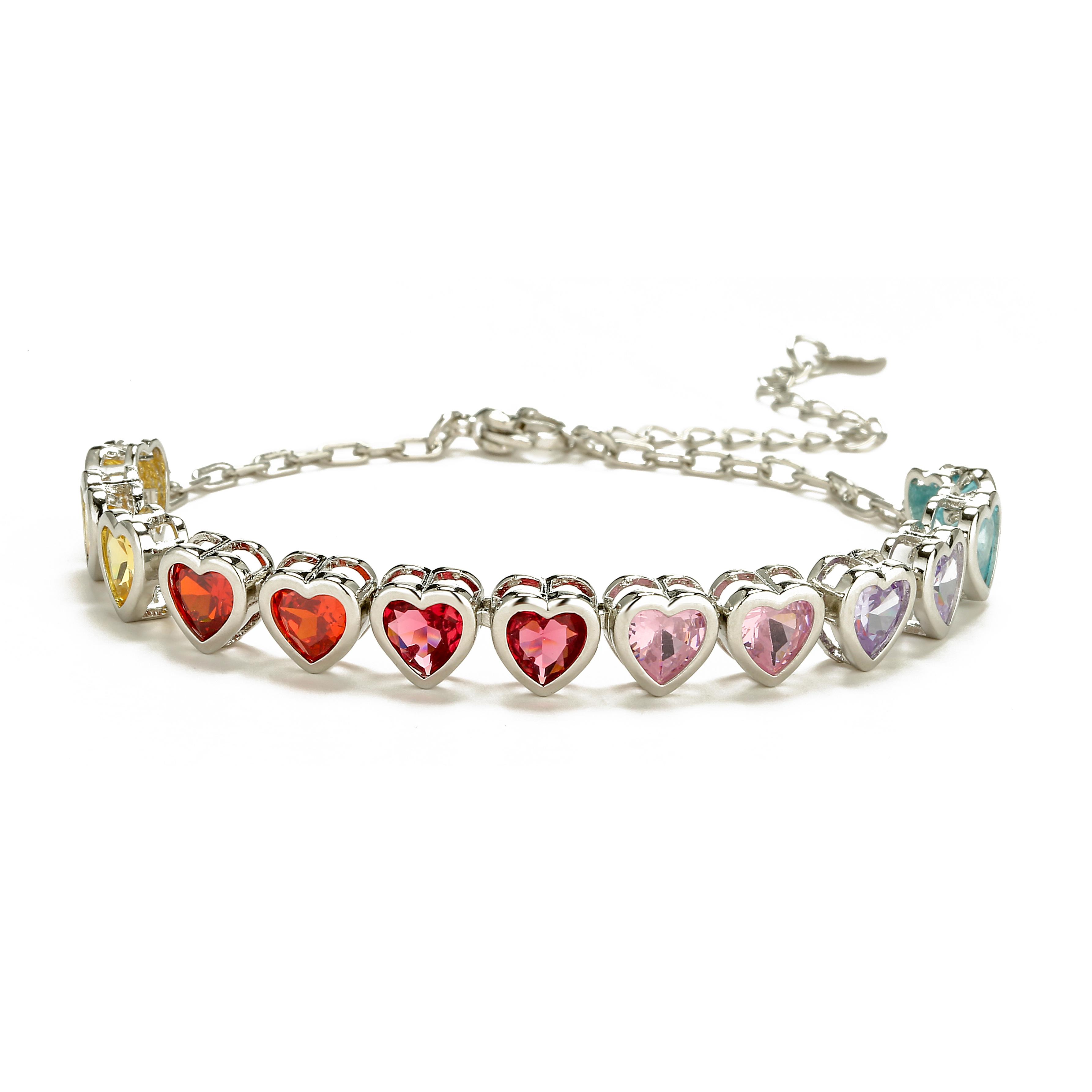 18K Gold Plated Brass Rainbow Heart Zircon Colorful Cubic Zirconia Necklace/Bracelet Sweet Trendy Women Party Accessories
18K Gold Plated Brass Rainbow Heart Zircon Colorful Cubic Zirconia Necklace/Bracelet Sweet Trendy Women Party Accessories