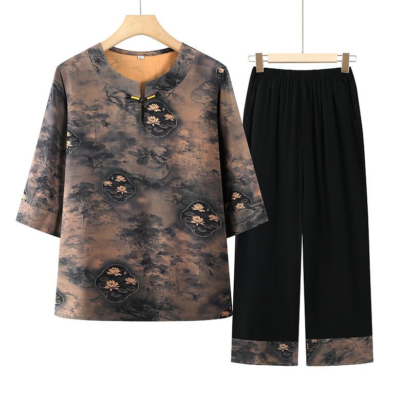 One-Piece Summer Outfit for Mothers & Stylish Grandmothers: Mid-Length Sleeves, Round Neck, Flattering Two-Piece Set for Mid-Aged & Elderly Women 5XL (recommended for 150-160 jin) синій
One-Piece Summer Outfit for Mothers & Stylish Grandmothers: Mid-Length Sleeves, Round Neck, Flattering Two-Piece Set for Mid-Aged & Elderly Women 5XL (recommended for 150-160 jin) синій