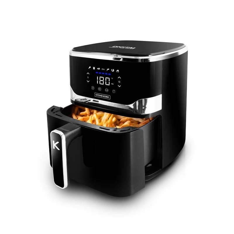 Черная аэрофритюрница 5,5 л с 1 противнем и 7 программами Airmed55 от Kitchencook
Черная аэрофритюрница 5,5 л с 1 противнем и 7 программами Airmed55 от Kitchencook