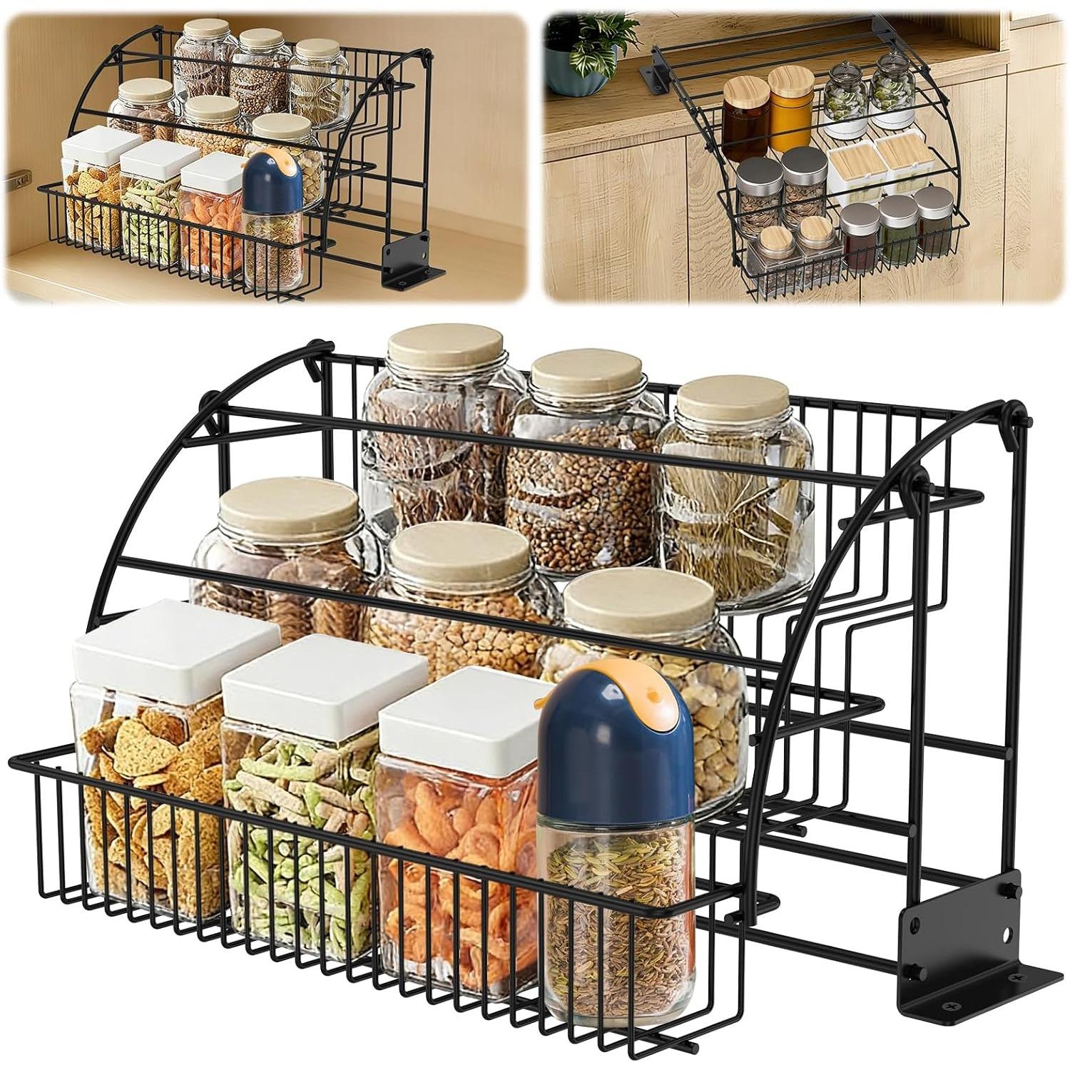 3 Tier Pull Down Spice Rack Organizer for Inside Cabinet Pantry, Expandable Display Riser Shelf Carbon Steel Kitchen Seasoning Shelf for Kitchen чорний
3 Tier Pull Down Spice Rack Organizer for Inside Cabinet Pantry, Expandable Display Riser Shelf Carbon Steel Kitchen Seasoning Shelf for Kitchen чорний