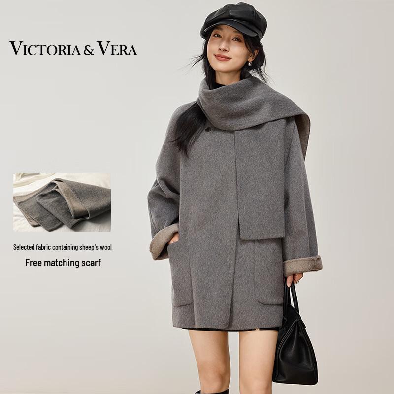 VICTORIA&VERA Женское двустороннее пальто из смесовой шерсти с кашемировым шарфом M
VICTORIA&VERA Женское двустороннее пальто из смесовой шерсти с кашемировым шарфом M
