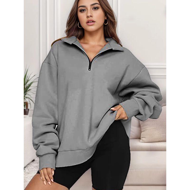 Fashion Fall and Winter Fashion Student Zipped Stand Collar Pullover Pure Color Casual Loose Drop-Shoulder Long-Sleeve Fleece Sweater Outwear Light gray L
Fashion Fall and Winter Fashion Student Zipped Stand Collar Pullover Pure Color Casual Loose Drop-Shoulder Long-Sleeve Fleece Sweater Outwear Light gray L
