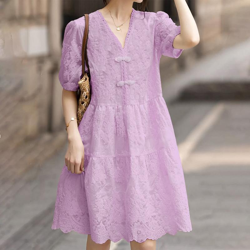 ZANZEA Women Summer V-Neck Short Sleeve Patchwork Embroidery Dress 5XL фіолетовий
ZANZEA Women Summer V-Neck Short Sleeve Patchwork Embroidery Dress 5XL фіолетовий