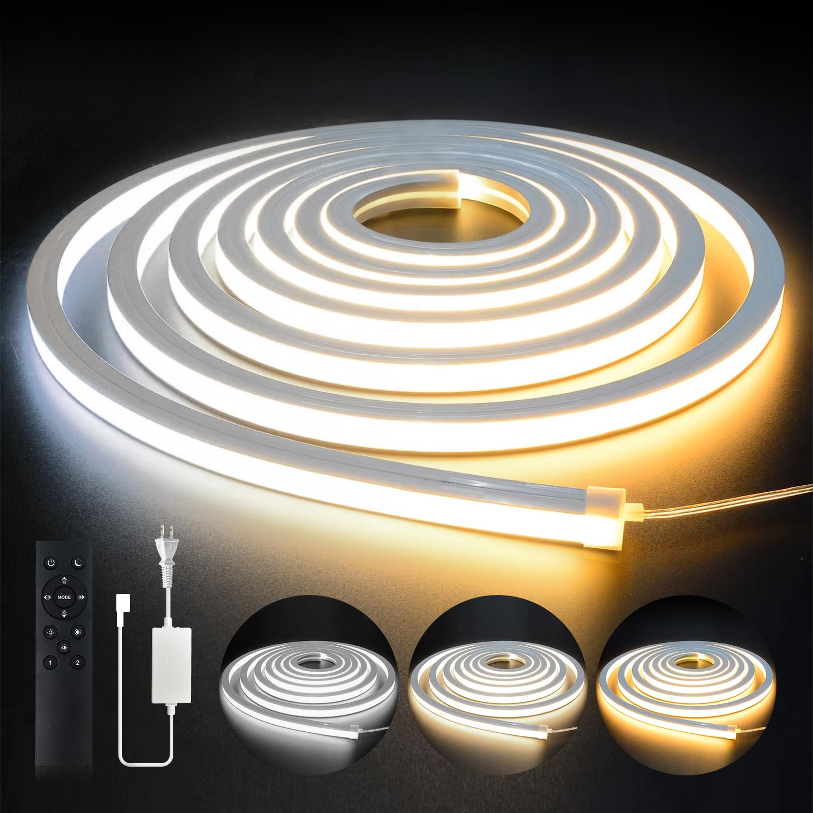 SPAHER LED Strip Light, High Brightness, Stepless Dimming, Color Temperature Adjustment, Waterproof, Linear Lighting, Silicone Tube, Bendable and
SPAHER LED Strip Light, High Brightness, Stepless Dimming, Color Temperature Adjustment, Waterproof, Linear Lighting, Silicone Tube, Bendable and