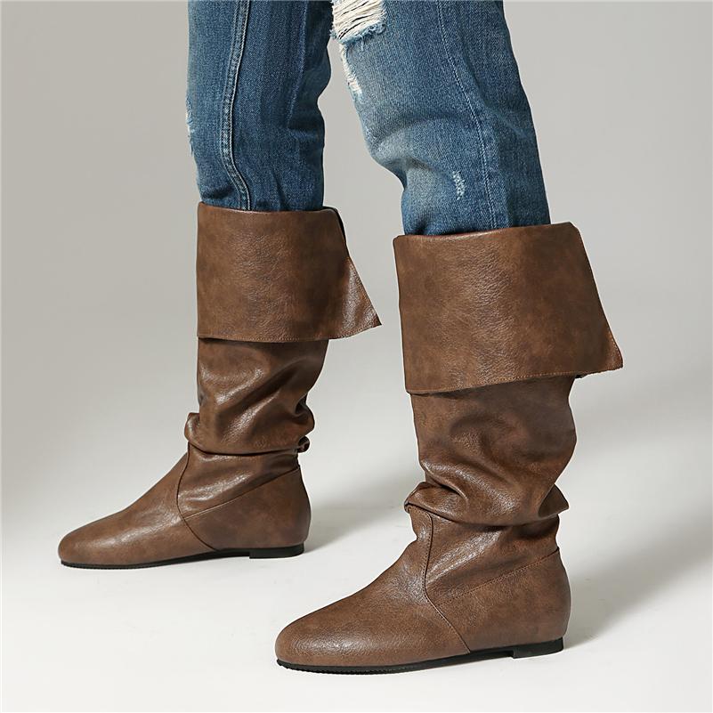Meotina Women Mid Calf Boots Round Toe Flats Pleated Concise Design Ladies Fashion Casual Shoes Autumn Winter Khaki Brown 46 35 чёрный
Meotina Women Mid Calf Boots Round Toe Flats Pleated Concise Design Ladies Fashion Casual Shoes Autumn Winter Khaki Brown 46 35 чёрный
