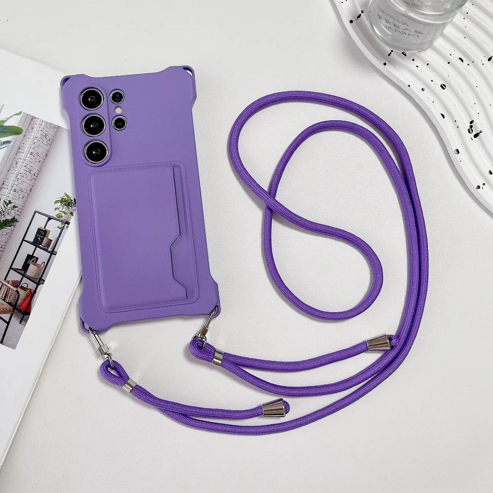 Soft Silicone Phone Case For Samsung S26 Ultra S25 Edge S24 S23 FE S22 Plus Card Holder Lanyard Shockproof Protection Cover Galaxy S25 FE фіолетовий
Soft Silicone Phone Case For Samsung S26 Ultra S25 Edge S24 S23 FE S22 Plus Card Holder Lanyard Shockproof Protection Cover Galaxy S25 FE фіолетовий