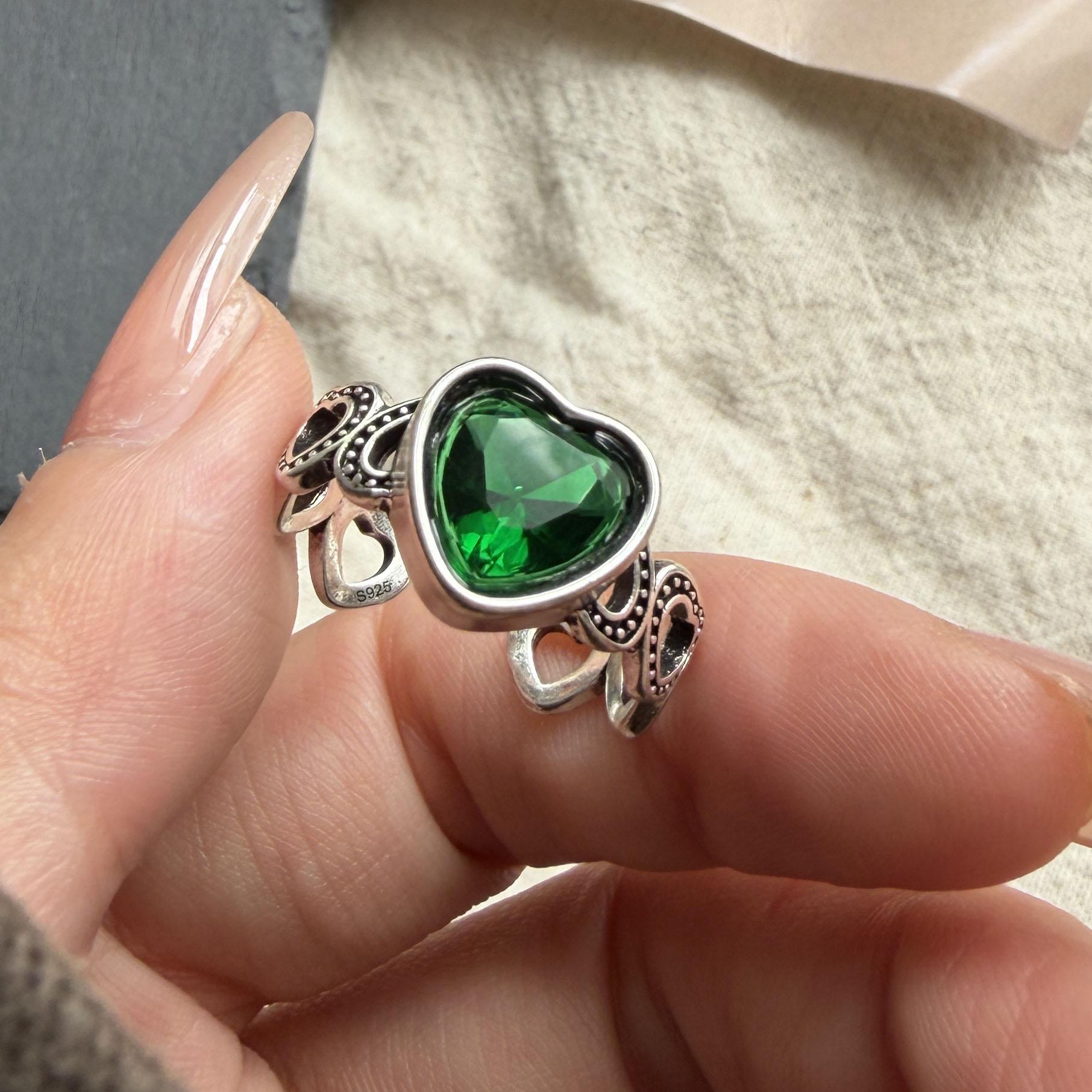 925 Sterling Silver Rings for Women Couple Minimalist Handmade Simple Green Heart Stone Ring Fine Jewelry Gift Prevent Allergy resizable
925 Sterling Silver Rings for Women Couple Minimalist Handmade Simple Green Heart Stone Ring Fine Jewelry Gift Prevent Allergy resizable