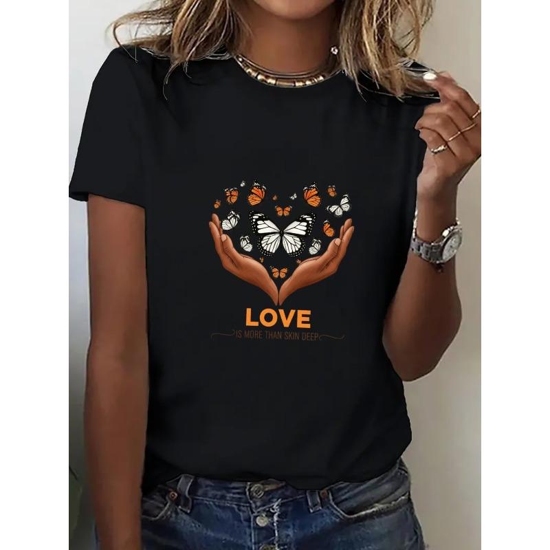Women s Vintage Graphic T-Shirt - White with Orange LOVE Lettering & Heart Hands Design, Butterfly Print Soft Lightweight Casual Streetwear Top, 4XL
Women s Vintage Graphic T-Shirt - White with Orange LOVE Lettering & Heart Hands Design, Butterfly Print Soft Lightweight Casual Streetwear Top, 4XL