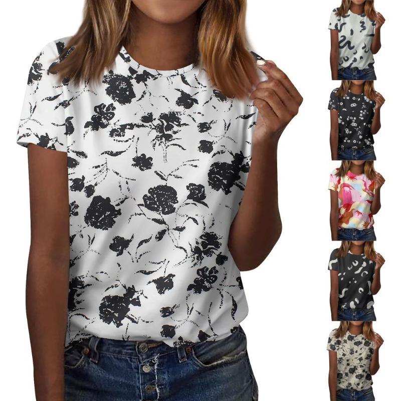Жіноча футболка з коротким рукавом та круглим вирізом, модна футболка з квітковим принтом, повсякденний топ, топ з коротким рукавом до плеча S
Жіноча футболка з коротким рукавом та круглим вирізом, модна футболка з квітковим принтом, повсякденний топ, топ з коротким рукавом до плеча S