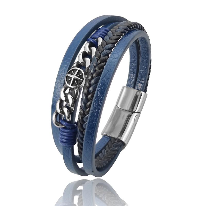 Charm Blue Braided Leather Hexagram Bracelet for Men Stainless Steel Magnetic Clasp Punk Homme Bangles Classic Jewelry Gift 18.5cm
Charm Blue Braided Leather Hexagram Bracelet for Men Stainless Steel Magnetic Clasp Punk Homme Bangles Classic Jewelry Gift 18.5cm