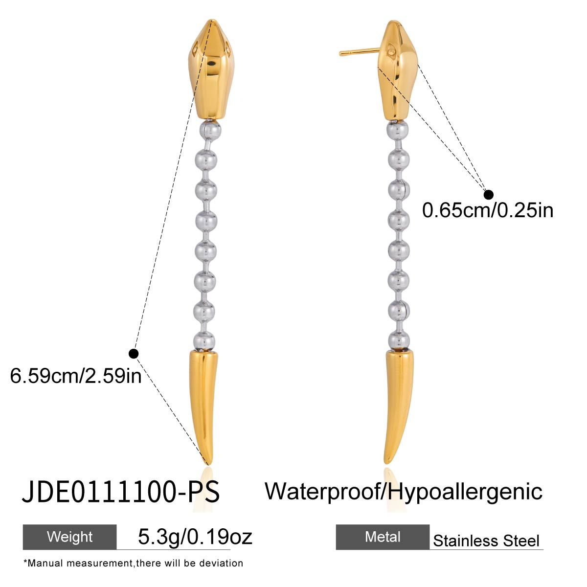 Gothic Punk Snake Head Spike Pendant Beaded Y-shaped Chain Necklace Drop Earrings Set for Women Stainless Steel Jewelry Sets
Gothic Punk Snake Head Spike Pendant Beaded Y-shaped Chain Necklace Drop Earrings Set for Women Stainless Steel Jewelry Sets