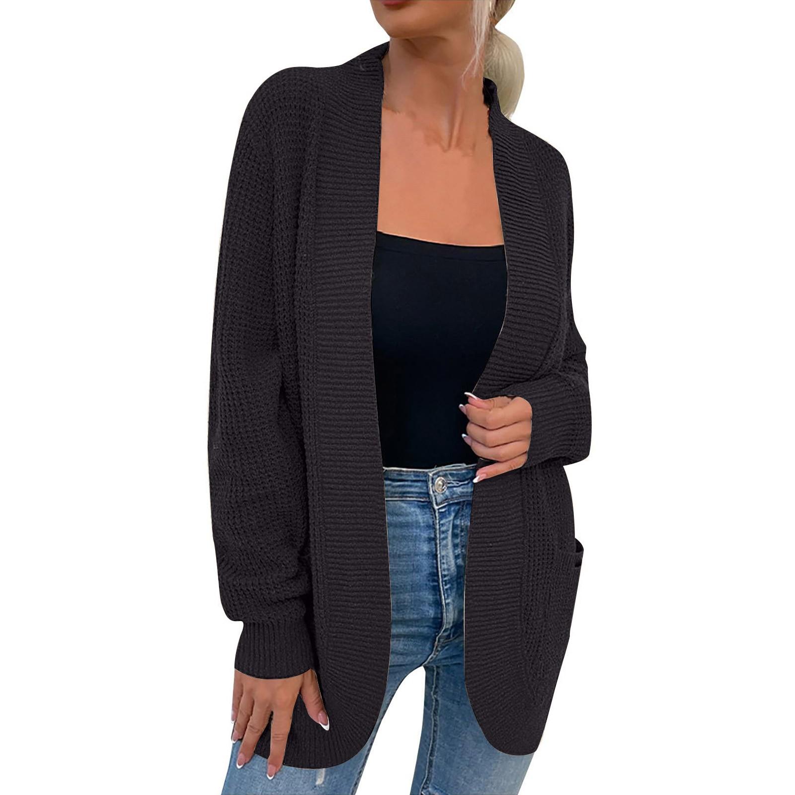 Женская мода Повседневный открытый спереди Длинный рукав Кардиганы крупной вязки Свитера Верхняя одежда Пальто M чёрный
Женская мода Повседневный открытый спереди Длинный рукав Кардиганы крупной вязки Свитера Верхняя одежда Пальто M чёрный