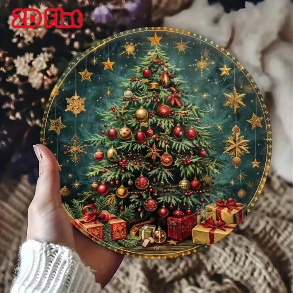 Vintage Christmas Tree Round Wall Sign Rustic Holiday Decor Golden Star Border Wrapped Gifts 20x20
Vintage Christmas Tree Round Wall Sign Rustic Holiday Decor Golden Star Border Wrapped Gifts 20x20