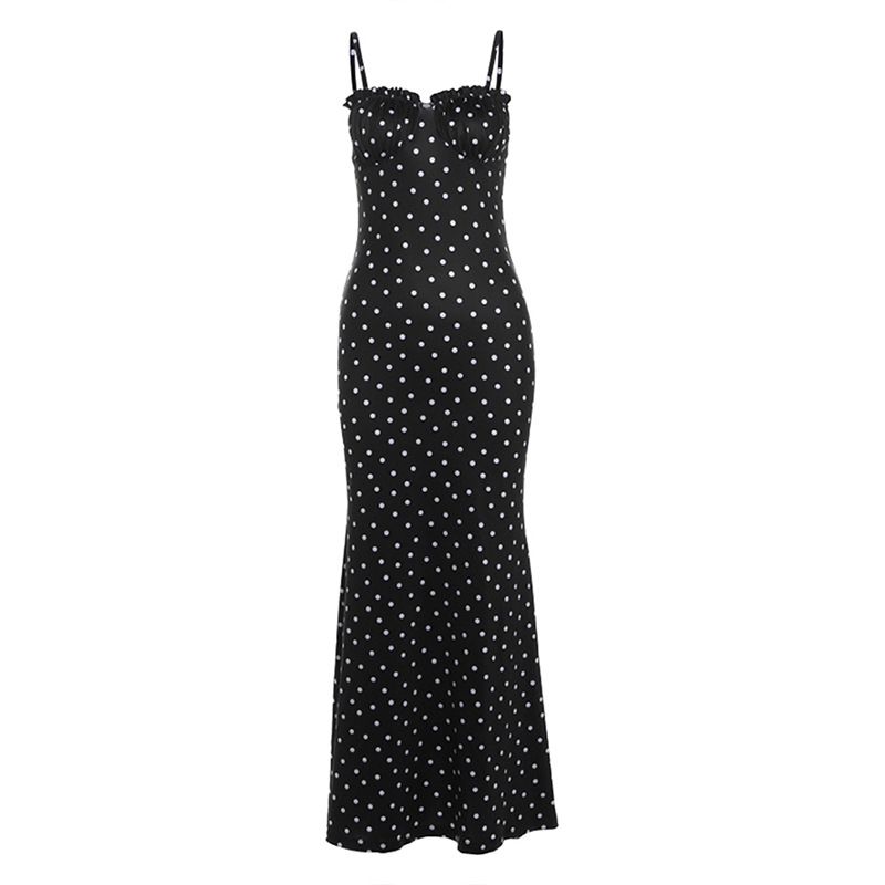 Street Elegant Sexy Polka Dot Print Slim Fit Dress Casual Fashion All-Matching Vacation Style Open Back Bodycon Dress Black S
Street Elegant Sexy Polka Dot Print Slim Fit Dress Casual Fashion All-Matching Vacation Style Open Back Bodycon Dress Black S