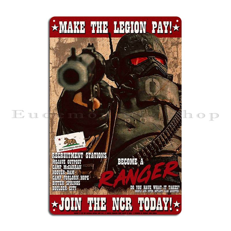 Сила Тупик Постапокалипсис Судный день Хитрость Fallout New Vegas Рейнджер НКР Пропаганда Металлическая вывеска Мурал Создать Жестяную вывеску Постер 20x30cm
Сила Тупик Постапокалипсис Судный день Хитрость Fallout New Vegas Рейнджер НКР Пропаганда Металлическая вывеска Мурал Создать Жестяную вывеску Постер 20x30cm