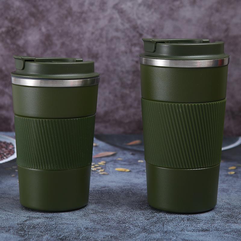 Вакуумная чашка из нержавеющей стали 304 большой емкости, силиконовая крышка, офисная чашка для чая, портативная кофейная чашка для спорта на открытом воздухе 380ml