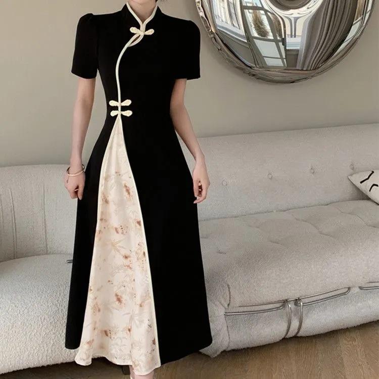 Новое улучшенное платье Cheongsam с пряжкой в китайском стиле с короткими рукавами, летняя тонкая талия в стиле ретро и длинная юбка M чёрный
Новое улучшенное платье Cheongsam с пряжкой в китайском стиле с короткими рукавами, летняя тонкая талия в стиле ретро и длинная юбка M чёрный