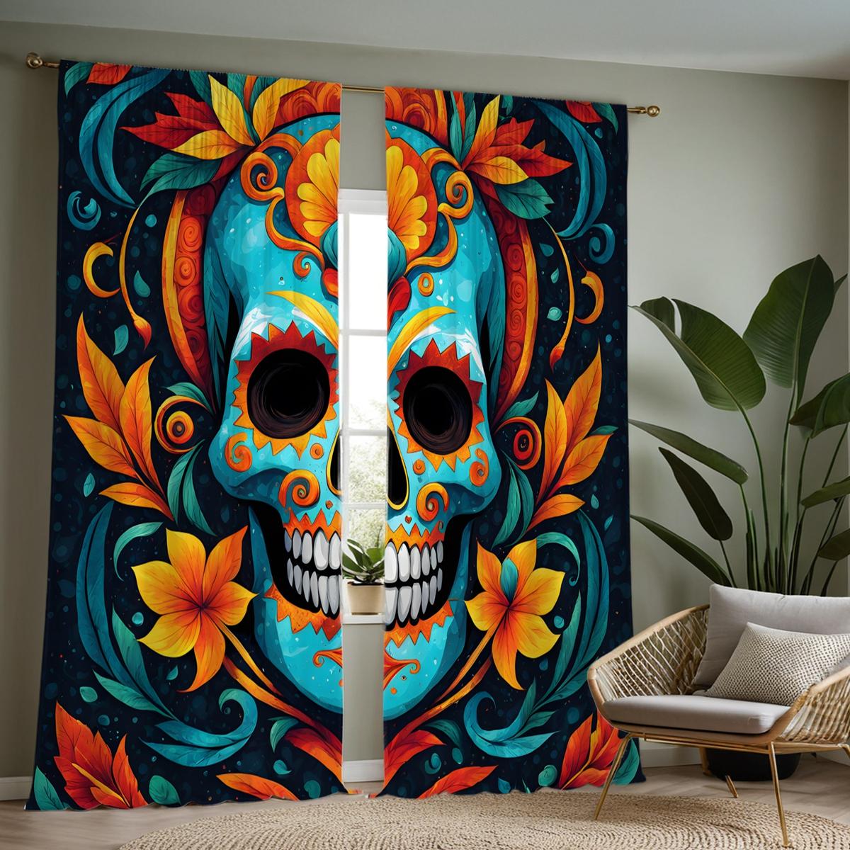 2 шт. HD Мексиканский День мертвых Сахарный череп занавеска с синим галстуком цифровая печать занавеска Домашний декор стиль Украсьте гостиную быть W52H63inchW132H160cm
2 шт. HD Мексиканский День мертвых Сахарный череп занавеска с синим галстуком цифровая печать занавеска Домашний декор стиль Украсьте гостиную быть W52H63inchW132H160cm
