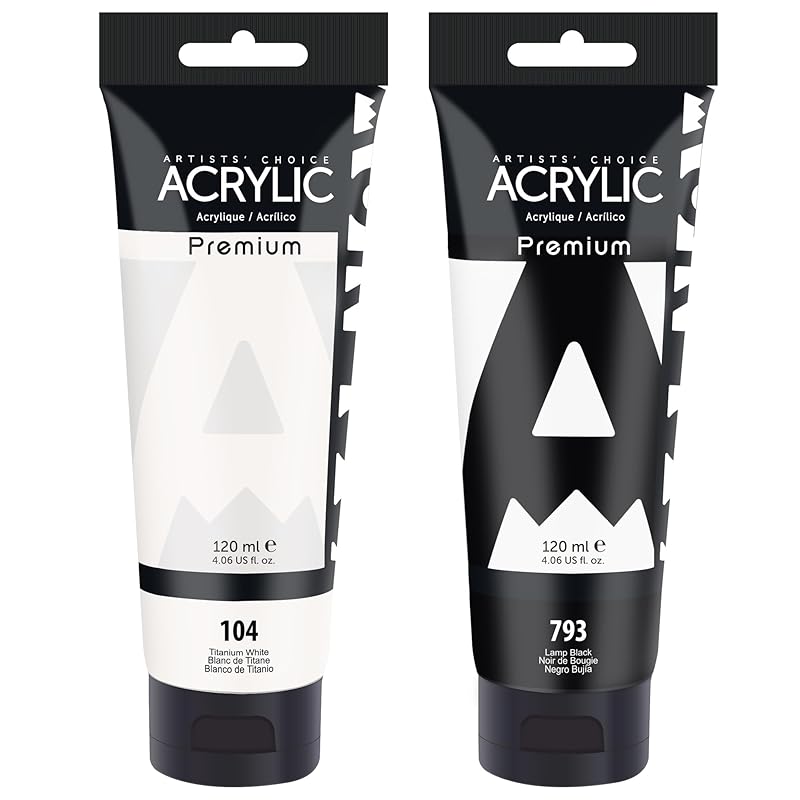 AUREUO acrylic paint Titanium white + lamp black 120ml tube - Non-toxic pigments for canvas, rock, wood, ceramics and fabrics Paints for painting
AUREUO acrylic paint Titanium white + lamp black 120ml tube - Non-toxic pigments for canvas, rock, wood, ceramics and fabrics Paints for painting
