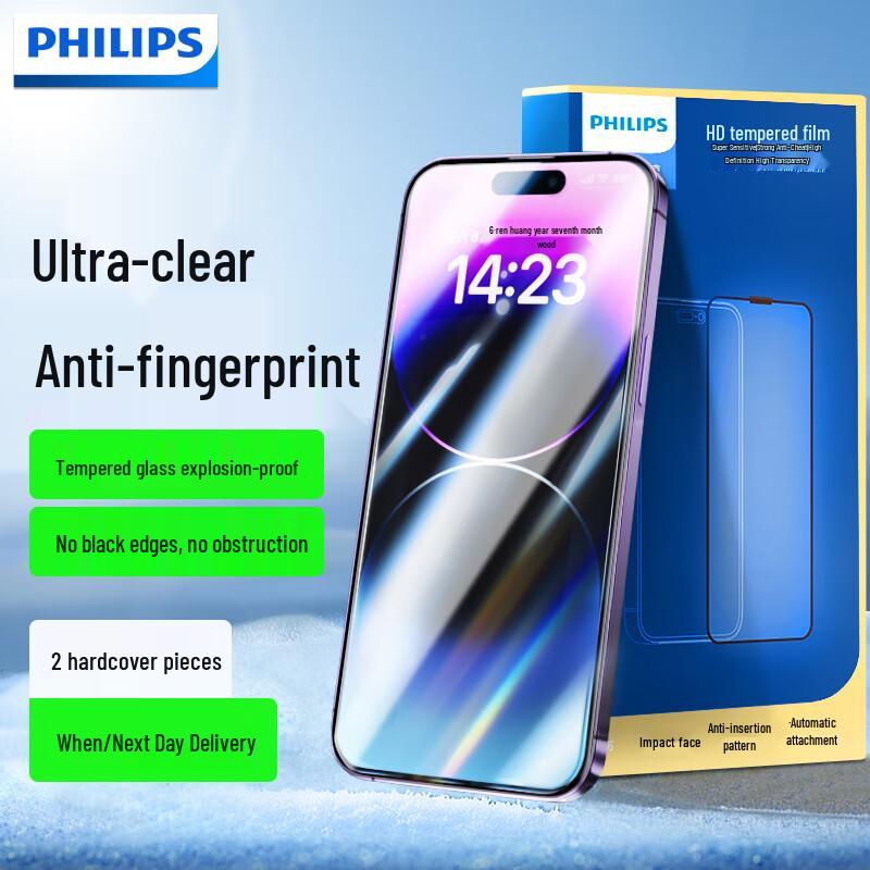 Philips Tempered Glass Screen Protector for iPhone 14 Pro Max HD Anti-Drop, Earpiece Dustproof with Applicator
Philips Tempered Glass Screen Protector for iPhone 14 Pro Max HD Anti-Drop, Earpiece Dustproof with Applicator