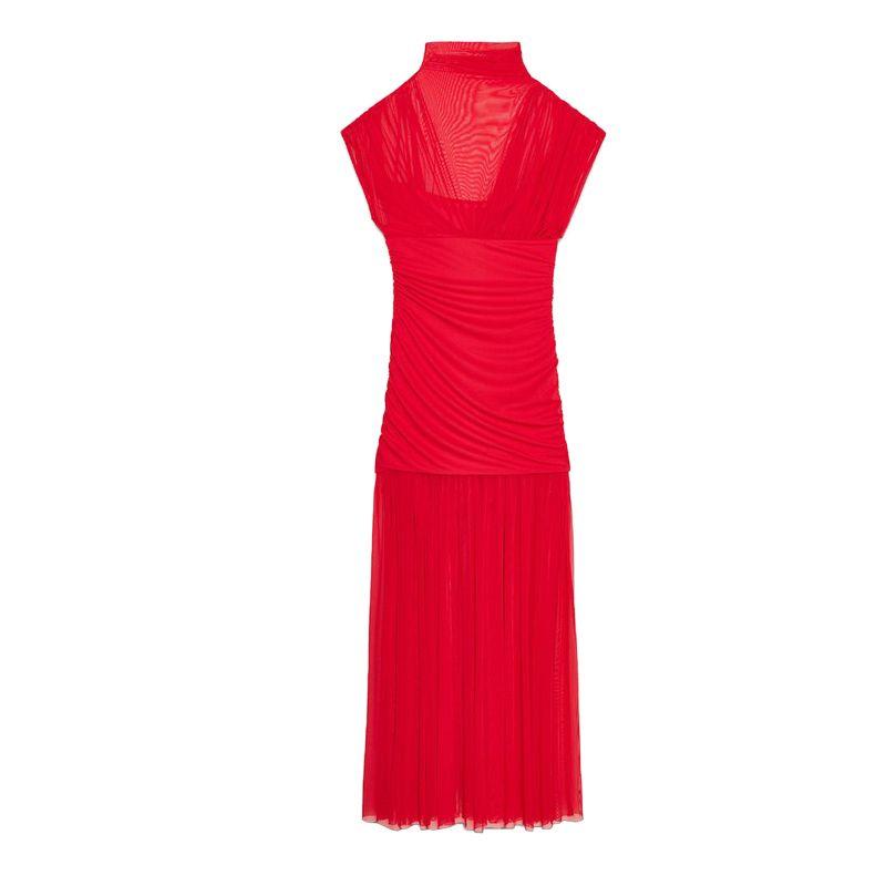 Summer New Product Women s Clothes Ruched Decorative Stand Collar Sleeveless Silk Net Patchwork Length Midi Skirt Dress 4772352 Red L
Summer New Product Women s Clothes Ruched Decorative Stand Collar Sleeveless Silk Net Patchwork Length Midi Skirt Dress 4772352 Red L